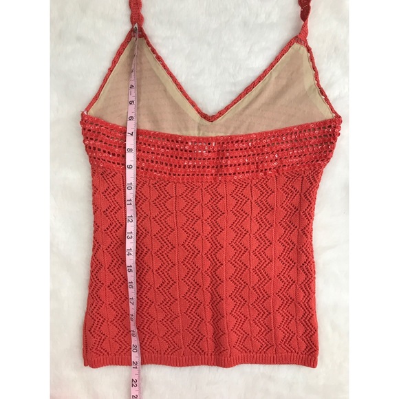 SHINE NEW YORK Orange Sequined Crochet Halter - Picture 3 of 6